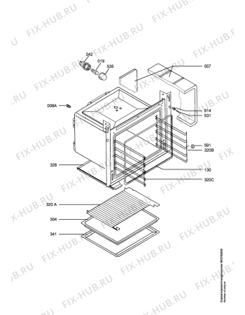 Взрыв-схема плиты (духовки) Aeg B4000-4-LG - Схема узла Oven