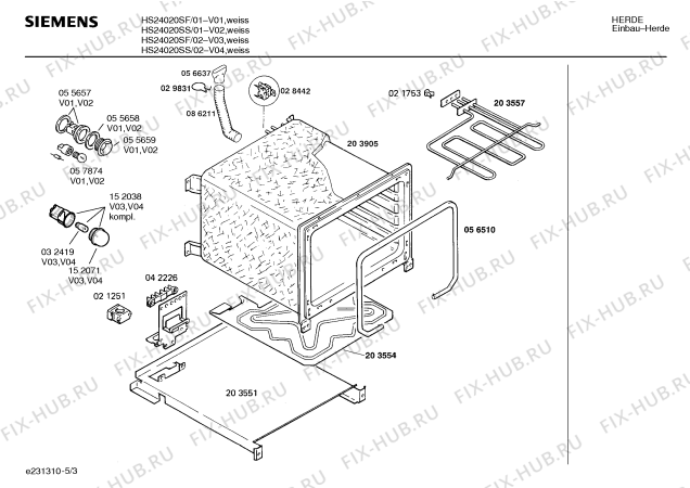 Взрыв-схема плиты (духовки) Siemens HS24020SF - Схема узла 03