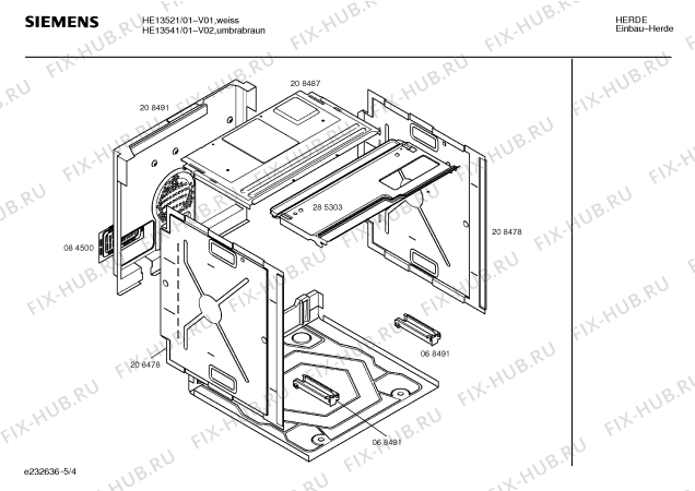Взрыв-схема плиты (духовки) Siemens HE13541 - Схема узла 04