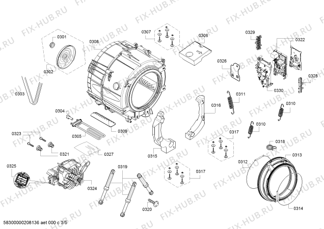 Схема №3 WM12K260GC с изображением Бак для стиралки Bosch 00715280