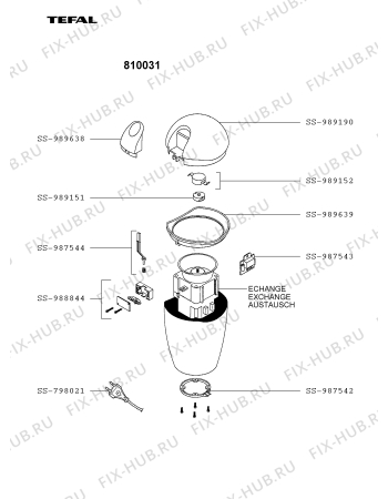 Схема №1 810061 с изображением Кнопка для электрокофеварки Tefal SS-989638