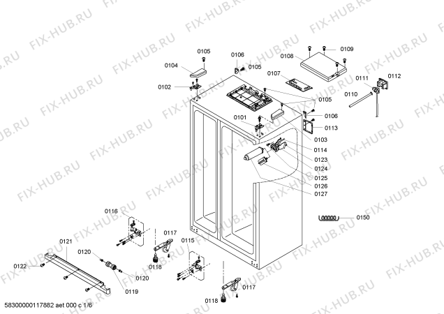 Схема №5 S20CS80SNS с изображением Крышка для холодильной камеры Siemens 00609382