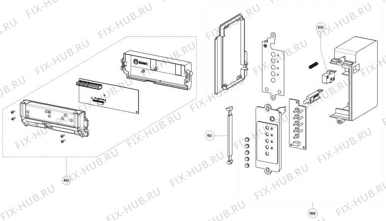 Взрыв-схема вытяжки Electrolux EFI60200W - Схема узла Command panel 037