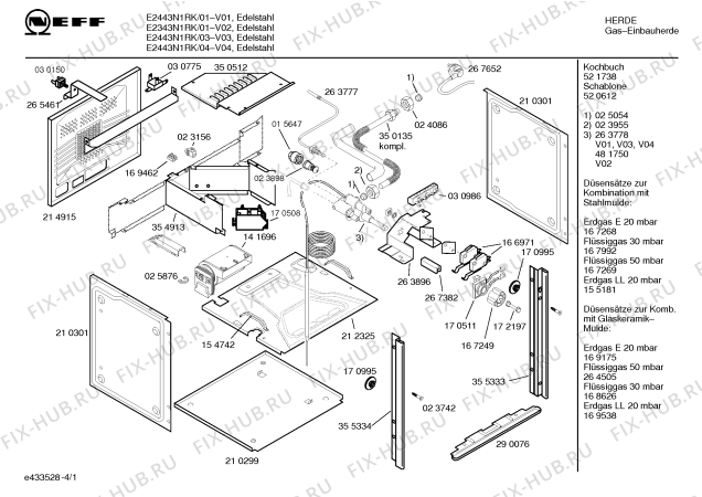 Схема №3 E2343N1RK с изображением Панель управления для плиты (духовки) Bosch 00362579