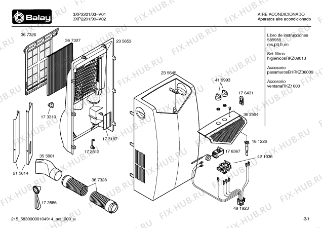 Схема №2 3XP2000B Portatil monoblock с изображением Инструкция по эксплуатации для кондиционера Bosch 00585955