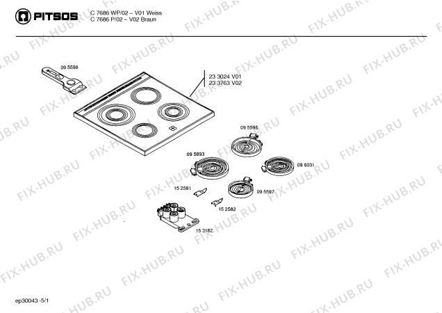 Схема №4 C7626P с изображением Стеклокерамика для плиты (духовки) Bosch 00233763