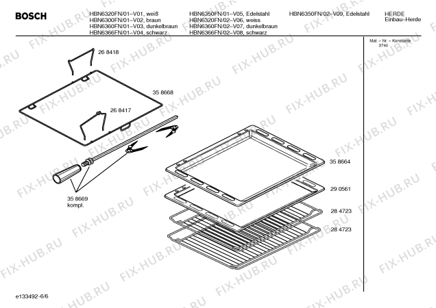 Схема №3 HBN6360FN с изображением Инструкция по эксплуатации для плиты (духовки) Bosch 00527242