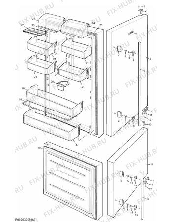 Взрыв-схема холодильника Electrolux ENB51810X - Схема узла Section 2