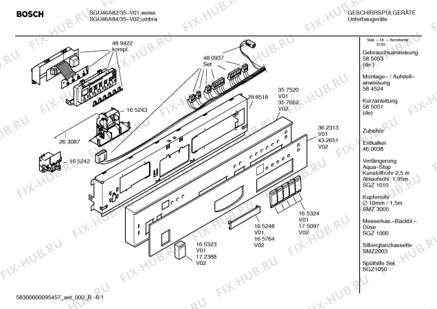 Схема №3 SGS46A82 Sportline с изображением Краткая инструкция для посудомойки Bosch 00585051