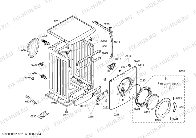Взрыв-схема стиральной машины Bosch WFL1660SG - Схема узла 02