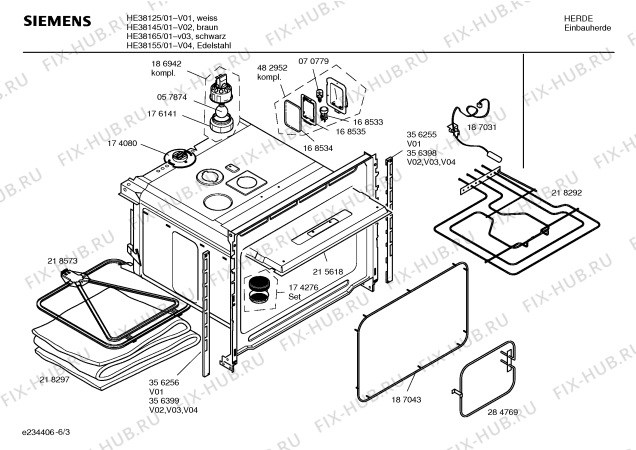 Взрыв-схема плиты (духовки) Siemens HE38165 - Схема узла 03