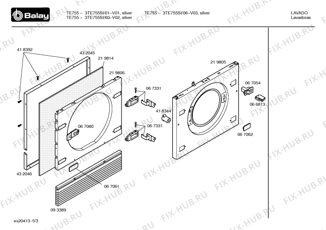 Схема №3 3TE755SI TE755 с изображением Цоколь для стиралки Bosch 00432042