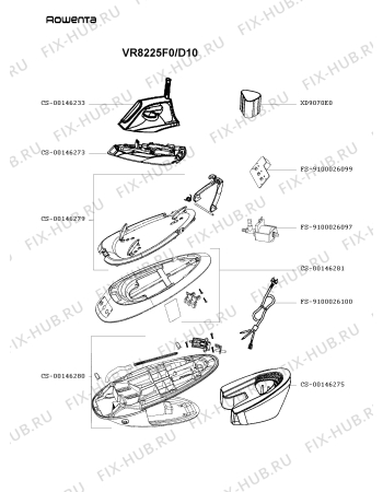 Схема №1 VR8215F0/D10 с изображением Ручка для утюга (парогенератора) Rowenta CS-00146273