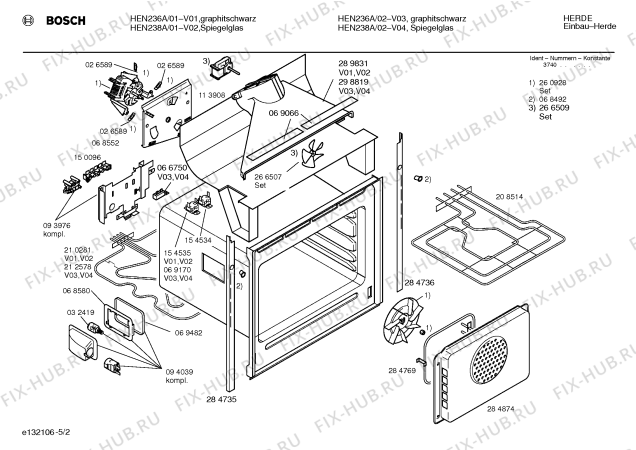 Взрыв-схема плиты (духовки) Bosch HEN238A - Схема узла 02