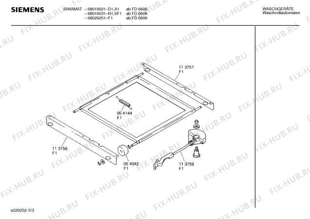 Схема №5 WV68020251 SIWAMAT 680 с изображением Рамка для стиральной машины Siemens 00203519