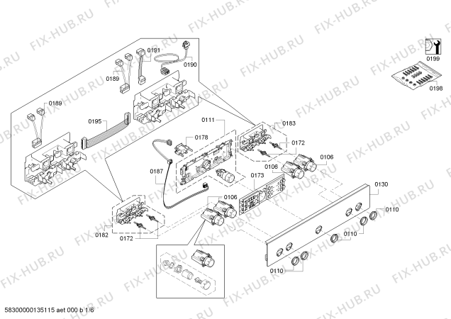 Схема №4 HEA36B640 с изображением Панель управления для электропечи Bosch 00671642