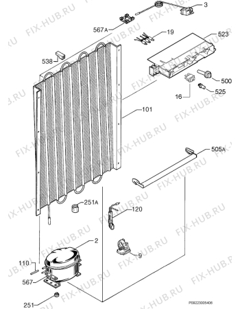 Взрыв-схема холодильника Zanussi ZFU23SM - Схема узла Cooling system 017