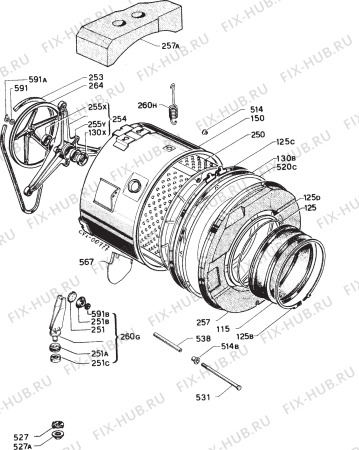 Взрыв-схема стиральной машины Zoppas P650X - Схема узла Functional parts 267