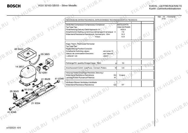 Схема №3 KGU32163GB с изображением Дверь для холодильной камеры Bosch 00240750