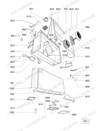 Схема №1 DNI 2263 DNI 2263 WH с изображением Покрытие для электровытяжки Whirlpool 481946279963