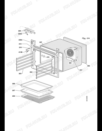 Взрыв-схема плиты (духовки) Juno Electrolux JTH34002E - Схема узла Oven