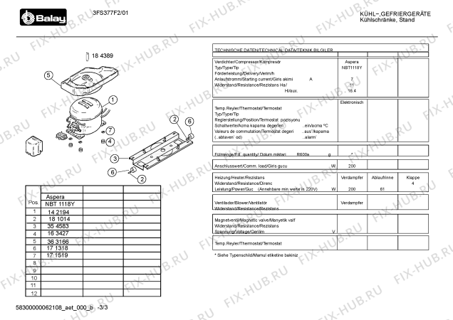 Взрыв-схема холодильника Balay 3FS377F2 - Схема узла 03