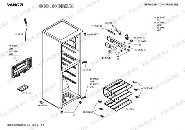 Схема №2 BCD188DB BCD188D с изображением Дверь для холодильной камеры Bosch 00235017