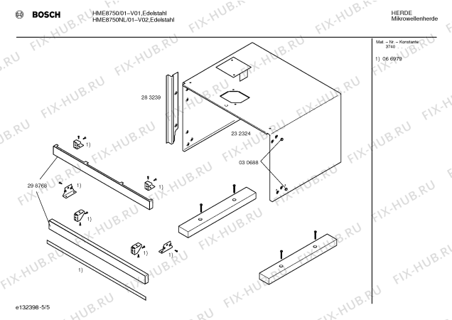 Взрыв-схема микроволновой печи Bosch HME8750NL - Схема узла 05