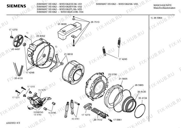 Схема №2 WXS1062 SIWAMAT XS 1062 с изображением Таблица программ для стиралки Siemens 00587621