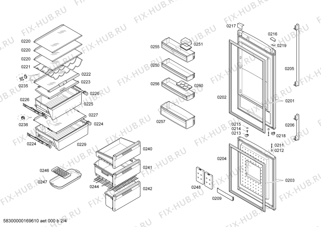 Схема №3 K5898X4 с изображением Дверь морозильной камеры для холодильной камеры Bosch 00689399
