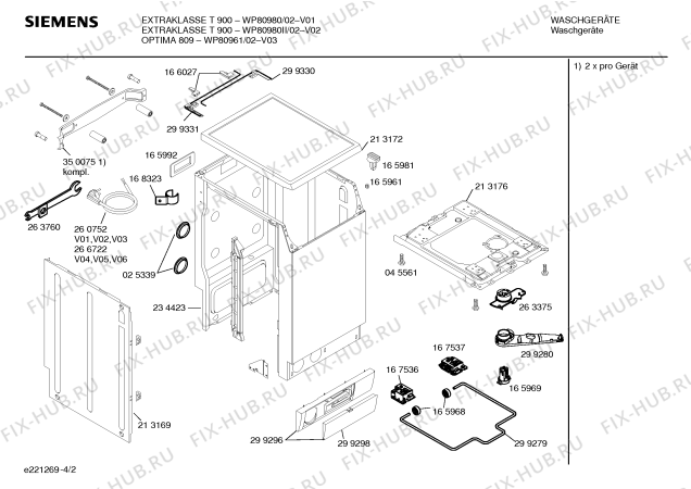 Схема №3 WP80961 OPTIMA 809 с изображением Панель управления для стиралки Siemens 00352763