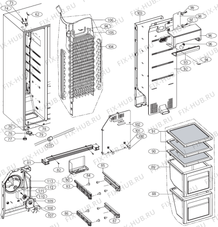 Взрыв-схема холодильника Gorenje NRS85557E (198444, HRF661FF/ASS) - Схема узла 04