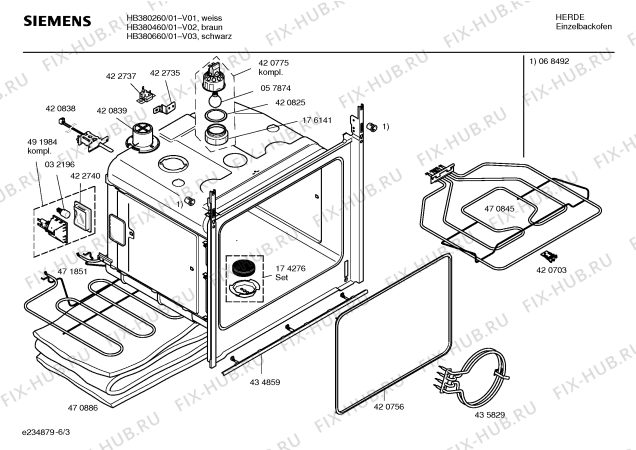 Взрыв-схема плиты (духовки) Siemens HB380460 - Схема узла 03