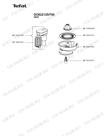 Взрыв-схема кухонного комбайна Tefal DO622125/700 - Схема узла 2P004237.4P4