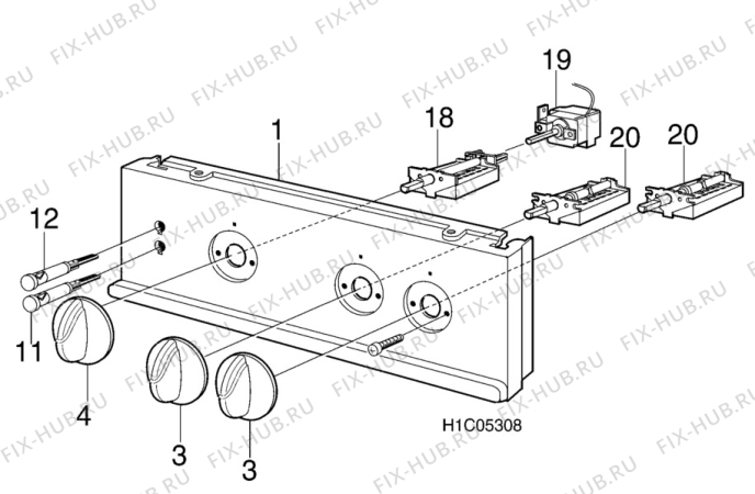 Взрыв-схема посудомоечной машины Electrolux EK4140 - Схема узла H10 Control Panel