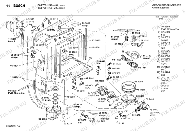 Схема №2 SMI7081II с изображением Панель для посудомойки Bosch 00295500