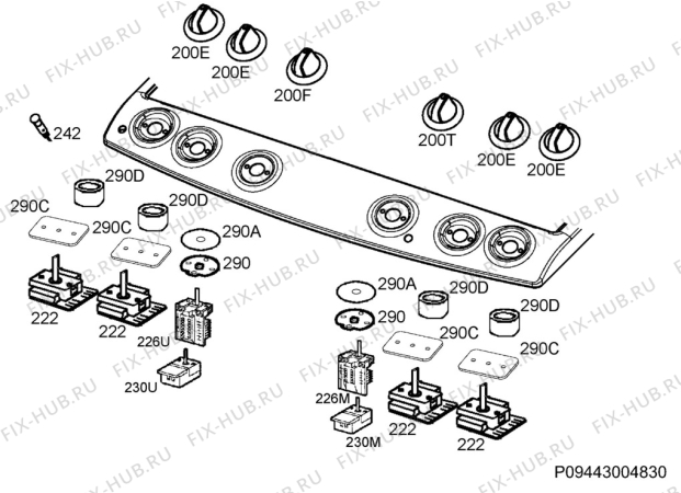 Взрыв-схема плиты (духовки) Zanussi ZCV66050WA - Схема узла Command panel 037