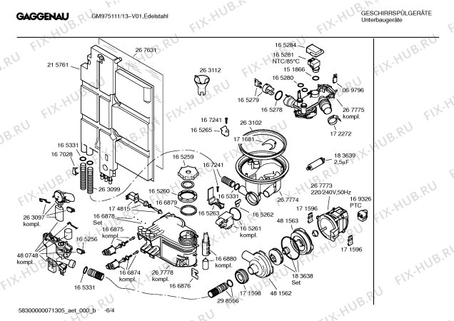 Взрыв-схема посудомоечной машины Gaggenau GM975111 - Схема узла 04