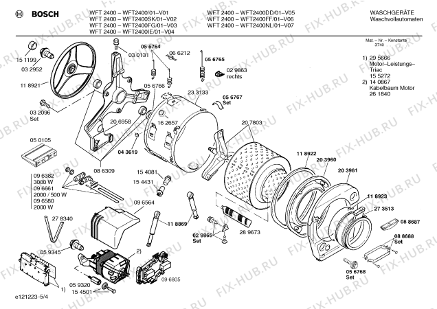 Схема №3 WFT2400IE WFT2400 с изображением Инструкция по эксплуатации для стиральной машины Bosch 00523524