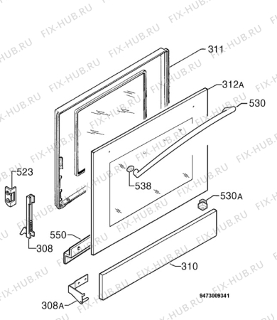Взрыв-схема плиты (духовки) Rex RXP663MSA - Схема узла Door 003