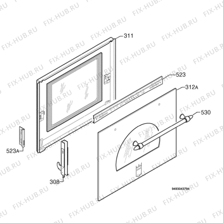 Взрыв-схема плиты (духовки) Rex Electrolux FR60G - Схема узла Door 003