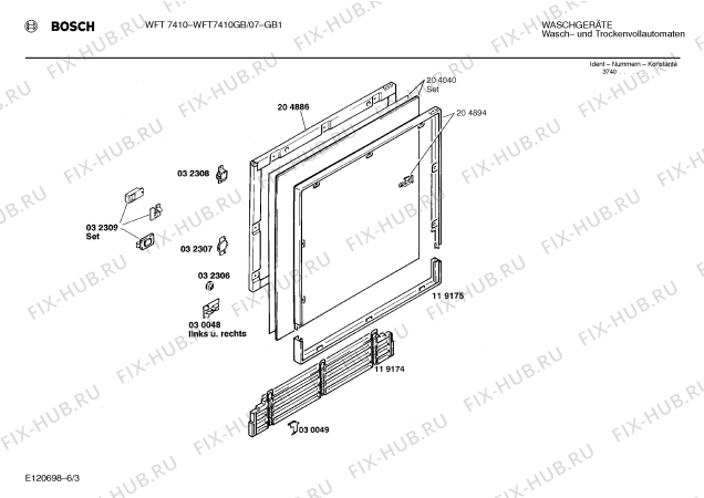 Схема №5 WFT7410GB WFT7410 с изображением Ручка для стиральной машины Bosch 00092073