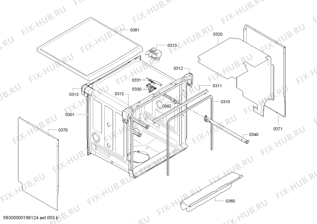 Взрыв-схема посудомоечной машины Bosch SMS51E28EU SilencePlus - tp3 - Схема узла 03