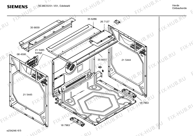 Взрыв-схема плиты (духовки) Siemens HE38E55 - Схема узла 05