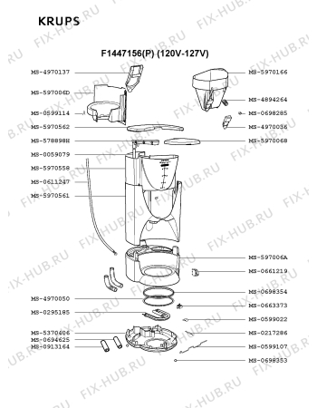 Взрыв-схема кофеварки (кофемашины) Krups F1447156(P) - Схема узла 3P001479.9P2