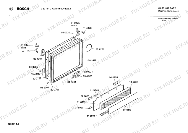 Взрыв-схема стиральной машины Bosch 0722044604 V6312 - Схема узла 03