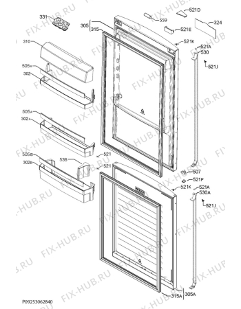 Взрыв-схема холодильника Husqvarna Electrolux QRT4261K - Схема узла Door 003