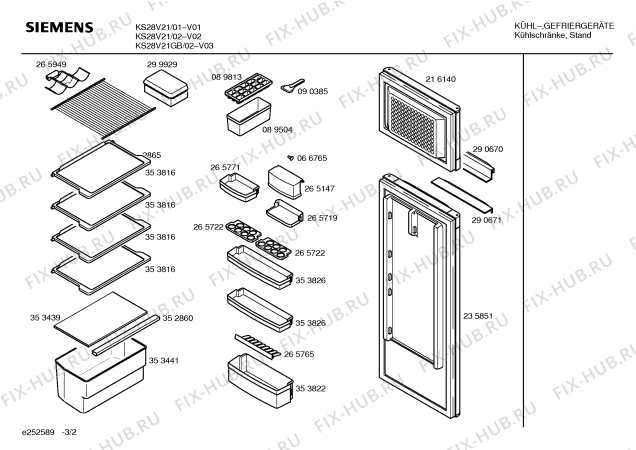Схема №2 KS28V20 с изображением Инструкция по эксплуатации для холодильной камеры Siemens 00522395