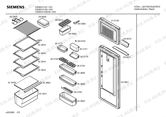 Схема №2 KS28V20 с изображением Выдвижной ящик для холодильной камеры Siemens 00353441