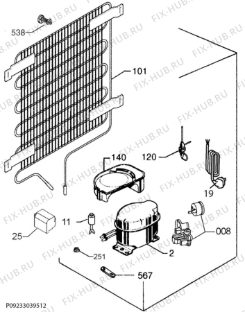 Взрыв-схема холодильника Zanussi ZRG16607WA - Схема узла Cooling system 017
